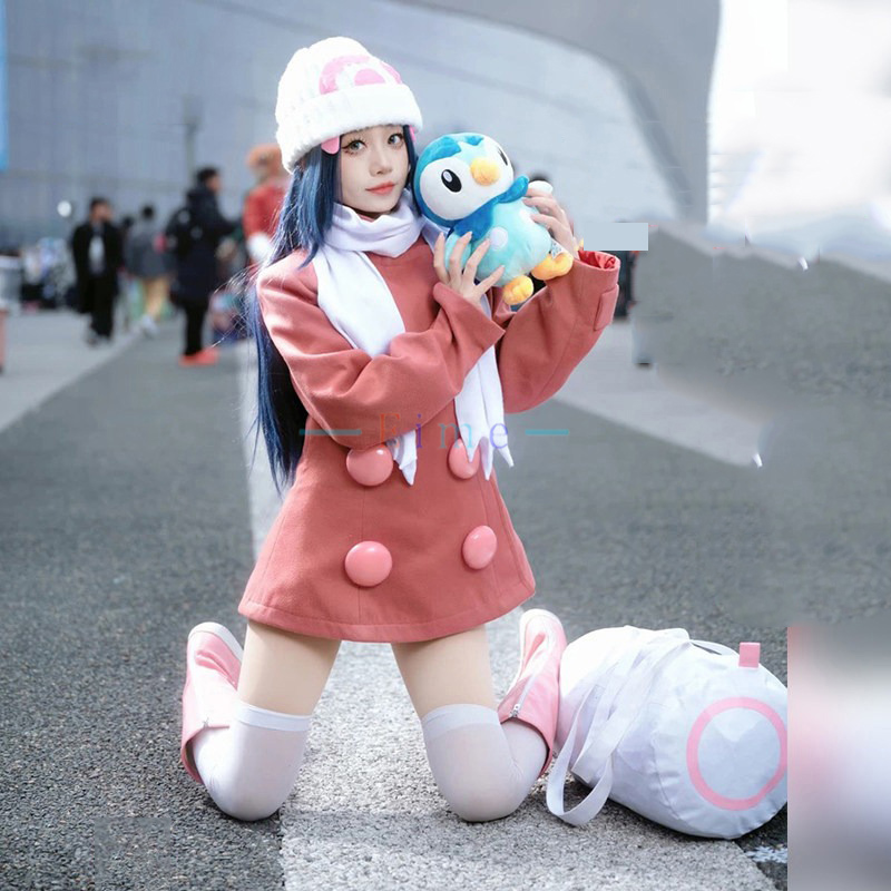 Winter Clothing Pictures - ชุดคอสเพลย์ดอว์น สำหรับผู้หญิงและผู้ชาย ชุดฤดูหนาว ชุดเดรส ผ้าพันคอ หมวก