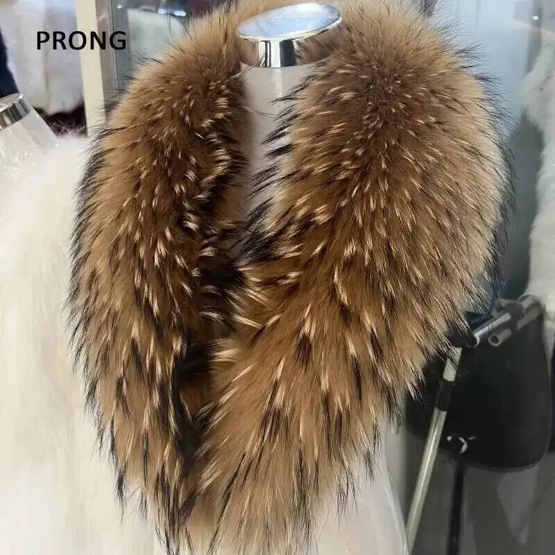 Winter Clothing Pk - ปกขนแรคคูนธรรมชาติผ้าพันคอขนเฟอร์แท้สำหรับผู้หญิงผ้าพันคอขนสัตว์คลุมไหล่ให้ความอบอุ่นหรูหราสำหรับฤดูหนาว