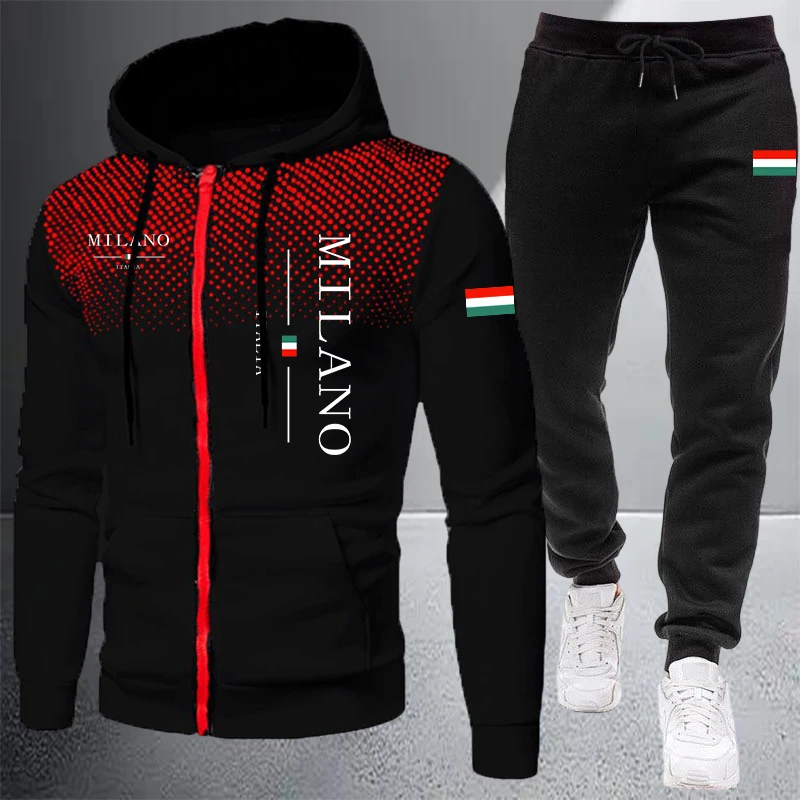 Winter Clothing Pk - เสื้อผ้าผู้ชายระดับไฮเอนด์ปี 2026 เสื้อฮู้ดซิป ชุดวอร์มกีฬา ชุดลำลองสำหรับฤดูใบไม้ร่วงและฤดูหนาว แจ็คเก็ตและกางเกงแบบมิกซ์แอนด์แมทช์