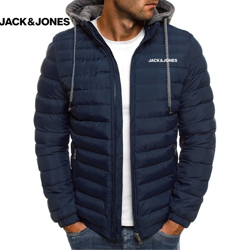 Winter Clothing Jack And Jones - เสื้อแจ็คเก็ตบุผ้าฝ้ายมีฮู้ดของแบรนด์แจ็ค โจนส์เป็นเสื้อผ้าลำลองสำหรับผู้ชาย รวมถึงเสื้อโค้ทและชุดสูทบุผ้าฝ้ายแบบสั่งตัด