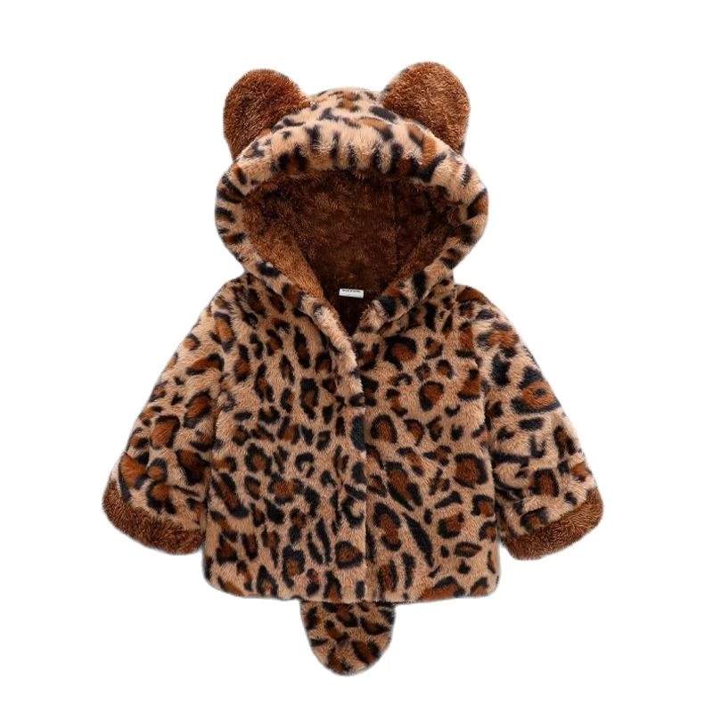 Winter Clothing For Toddlers - 1 2 3 4ปีตุ๊กตาเด็กเสื้อเสือดาวพิมพ์คริสต์มาสเจ้าหญิงฤดูใบไม้ร่วงและฤดูหนาว Warm Hooded