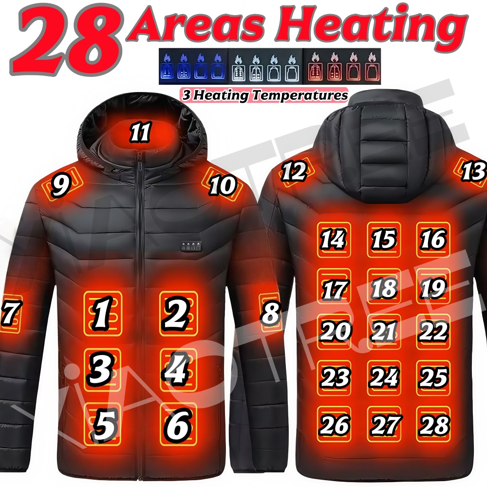 Winter Clothing Pk - เสื้อแจ็คเก็ตทำความร้อนสำหรับผู้ชายและผู้หญิง 28 จุดให้ความร้อน แจ็คเก็ตทำความร้อนด้วย USB สำหรับฤดูหนาว