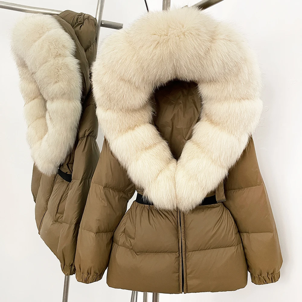 Winter Clothing Store - เสื้อโค้ทขนเป็ดขาว 90% สำหรับผู้หญิง เสื้อผ้าฤดูหนาว แจ็คเก็ตพัฟเฟอร์ ขนฟ็อกซ์แท้