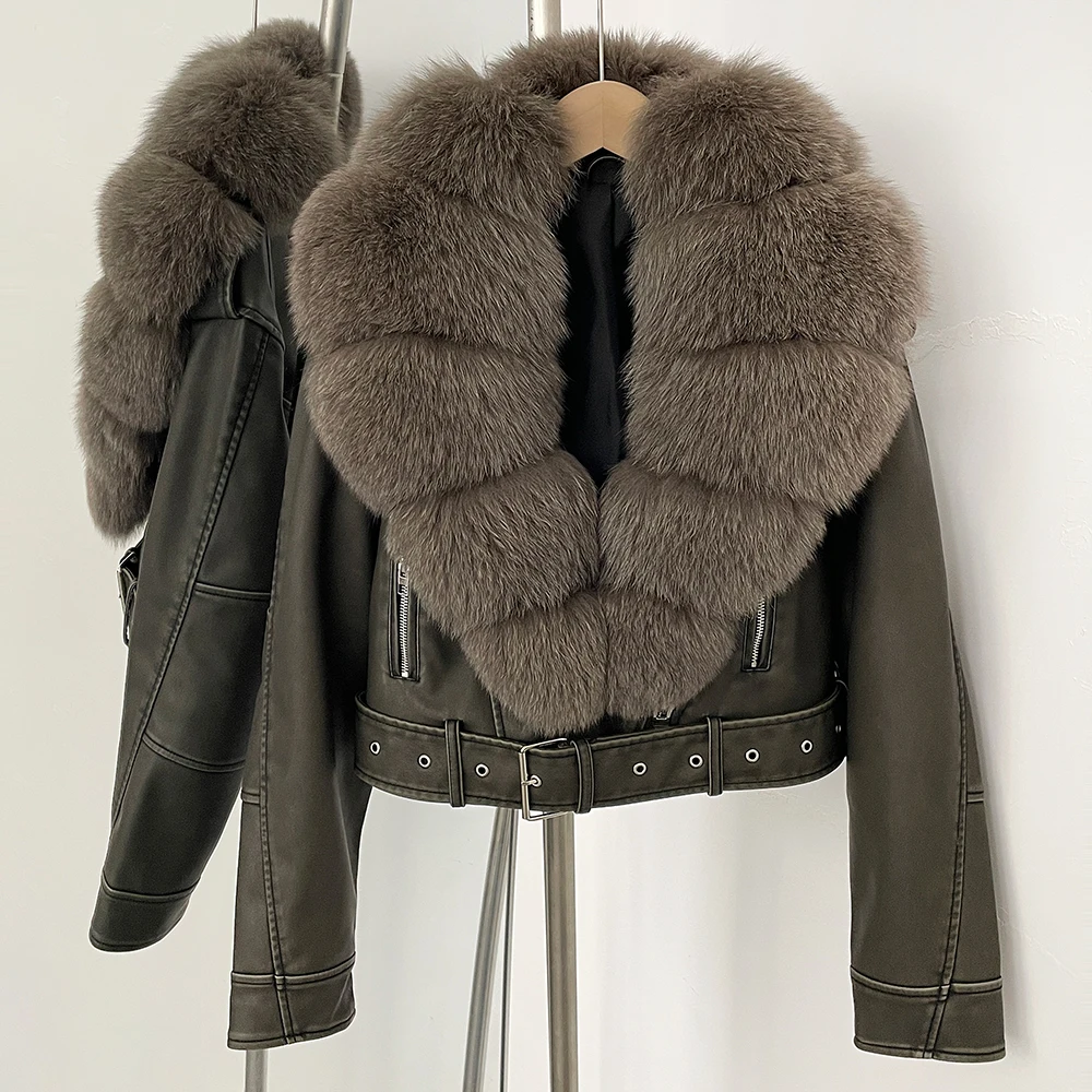 เสื้อแจ็คเก็ตหนังเทียม PU แต่ง - Winter Clothing Store บทวิจารณ์และราคา